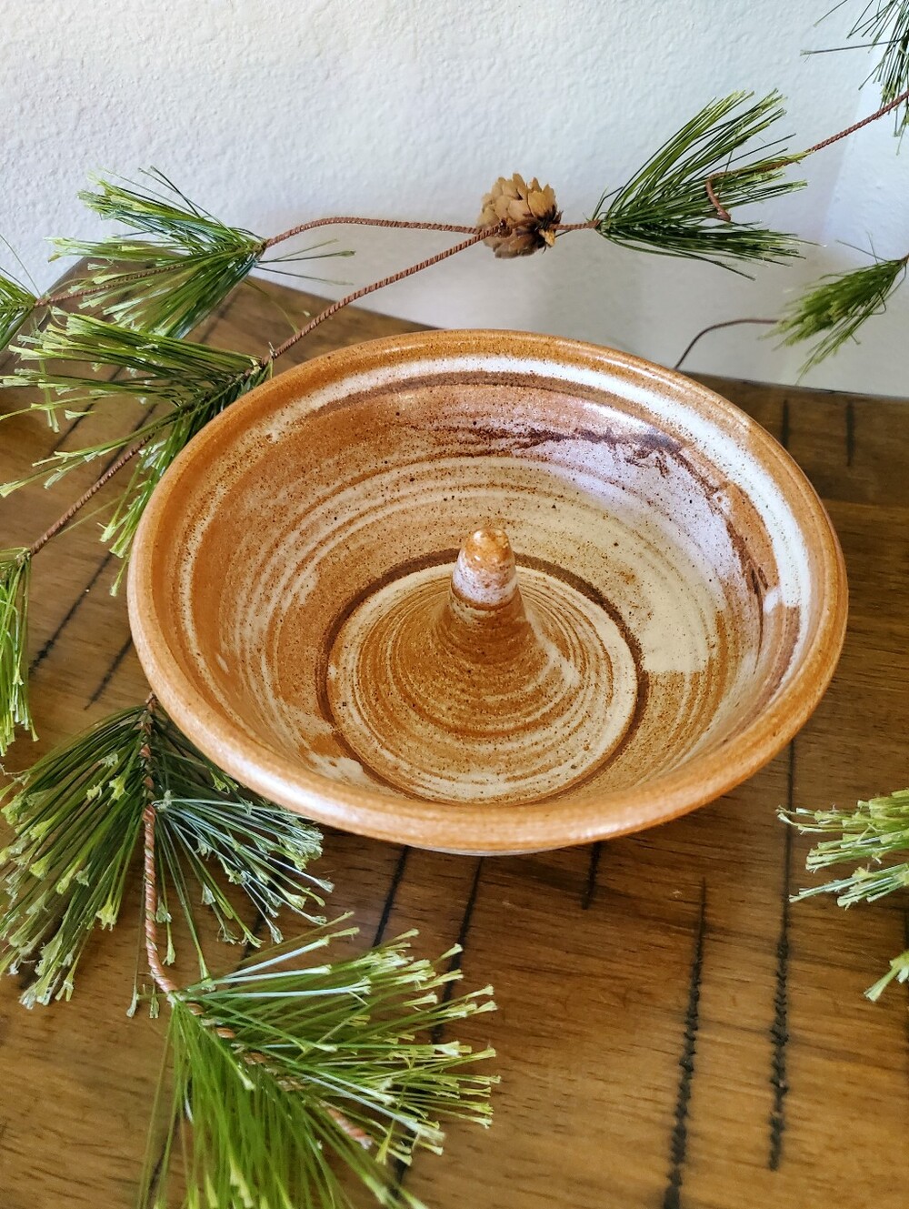 Vintage Studio Pottery Ceramic Onion & Apple Baker Trinket Dish